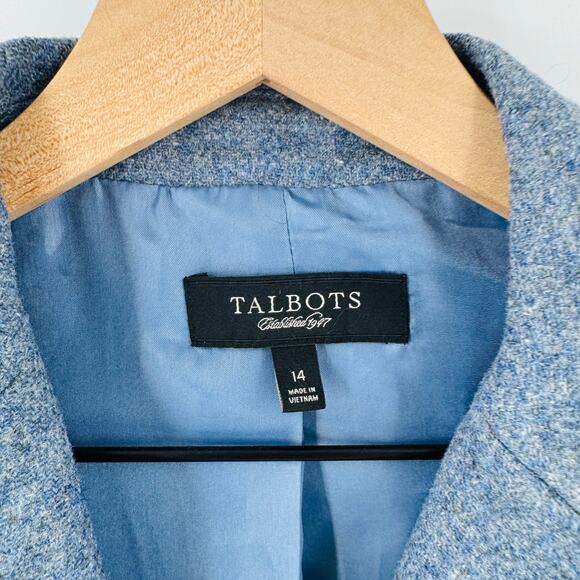 Talbots 100% Wool Blazer Women’s 14 Blue Gold Button Lined Classic Career Jacket - Picture 3 of 6